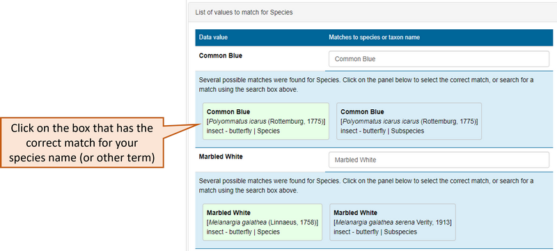 screenshot of value matching page