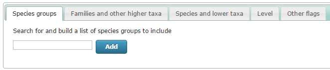 Taxonomic filtering options
