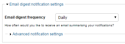 The "Email digest notification settings"