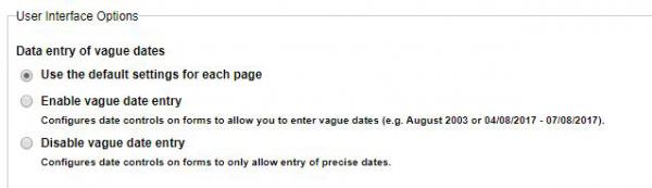 Setting to allow vague date entry